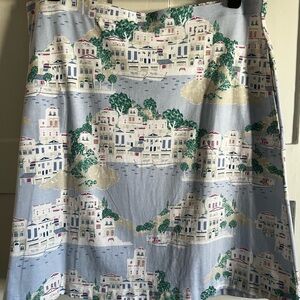 J. Jill Coastal Print A-Line Skirt - Blue and Cream